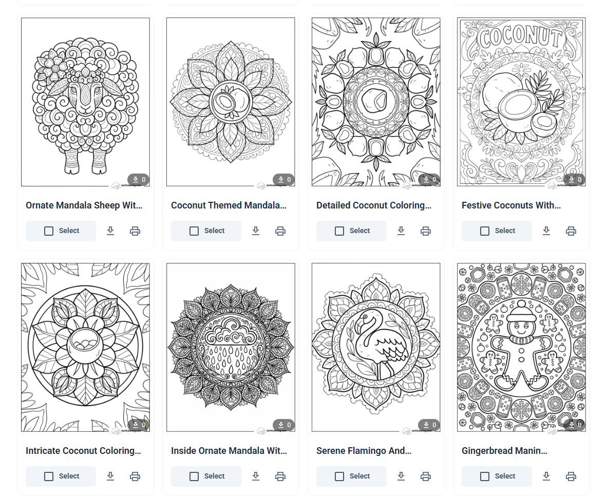 Các mẫu tranh phong cảnh số hóa hoặc họa tiết Mandala phức tạp